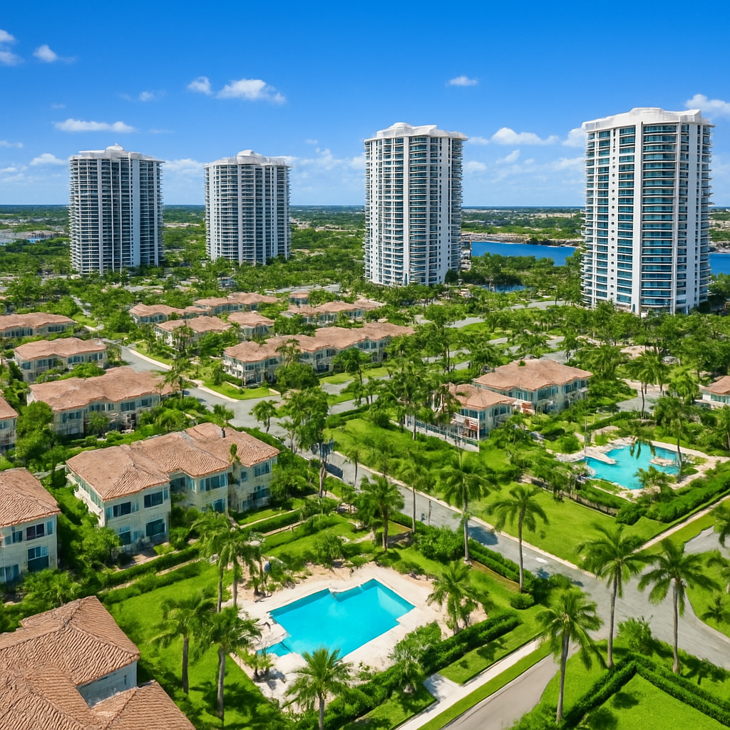 Aerial view of a South Florida residential community