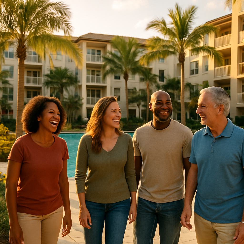 Residents enjoying a well-maintained South Florida community